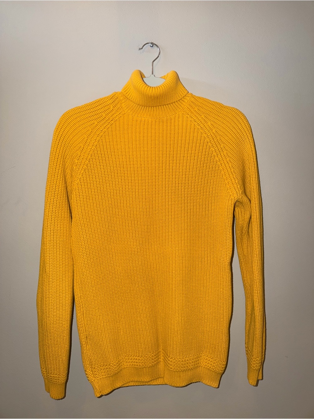 ZARA MAN Mustard Yellow Ribbed Turtleneck Sweater size Med preppy luxe